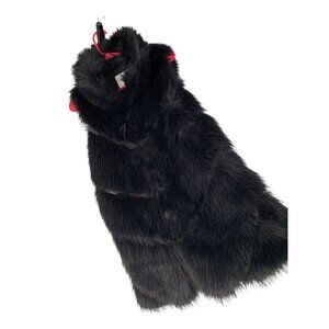 Gibson Latimer Womens Black Faux Fur Long Vest S Faux Leather Insets RO10232